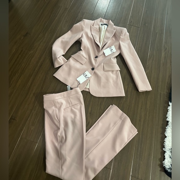 Zara powered pink brush classic fit tuxedo suit - Picture 7 of 8